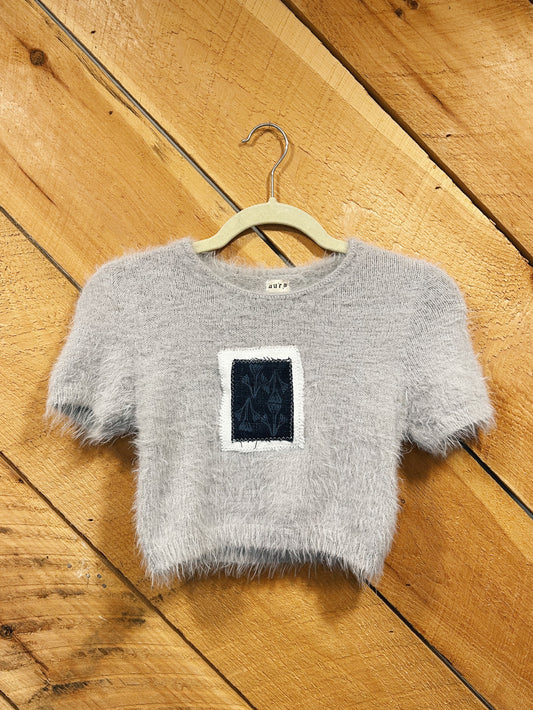 BOTANICAL BLOCKED CROPPED SWEATER TOP