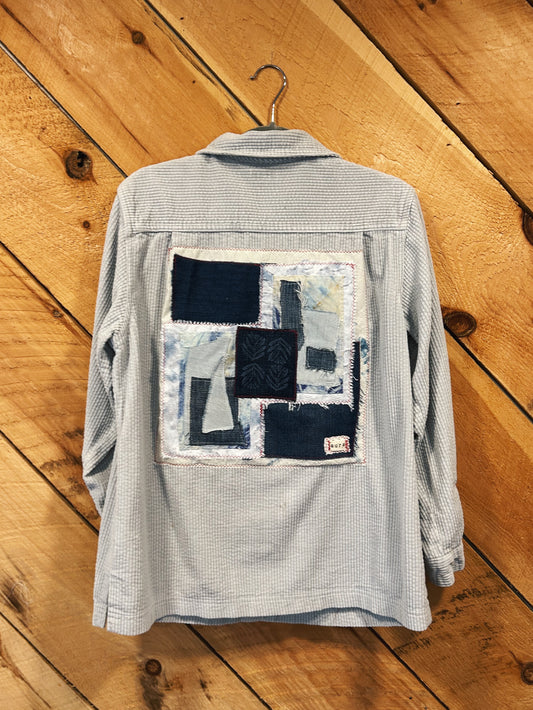 CORDED VELOUR BLOCKED SHIRT