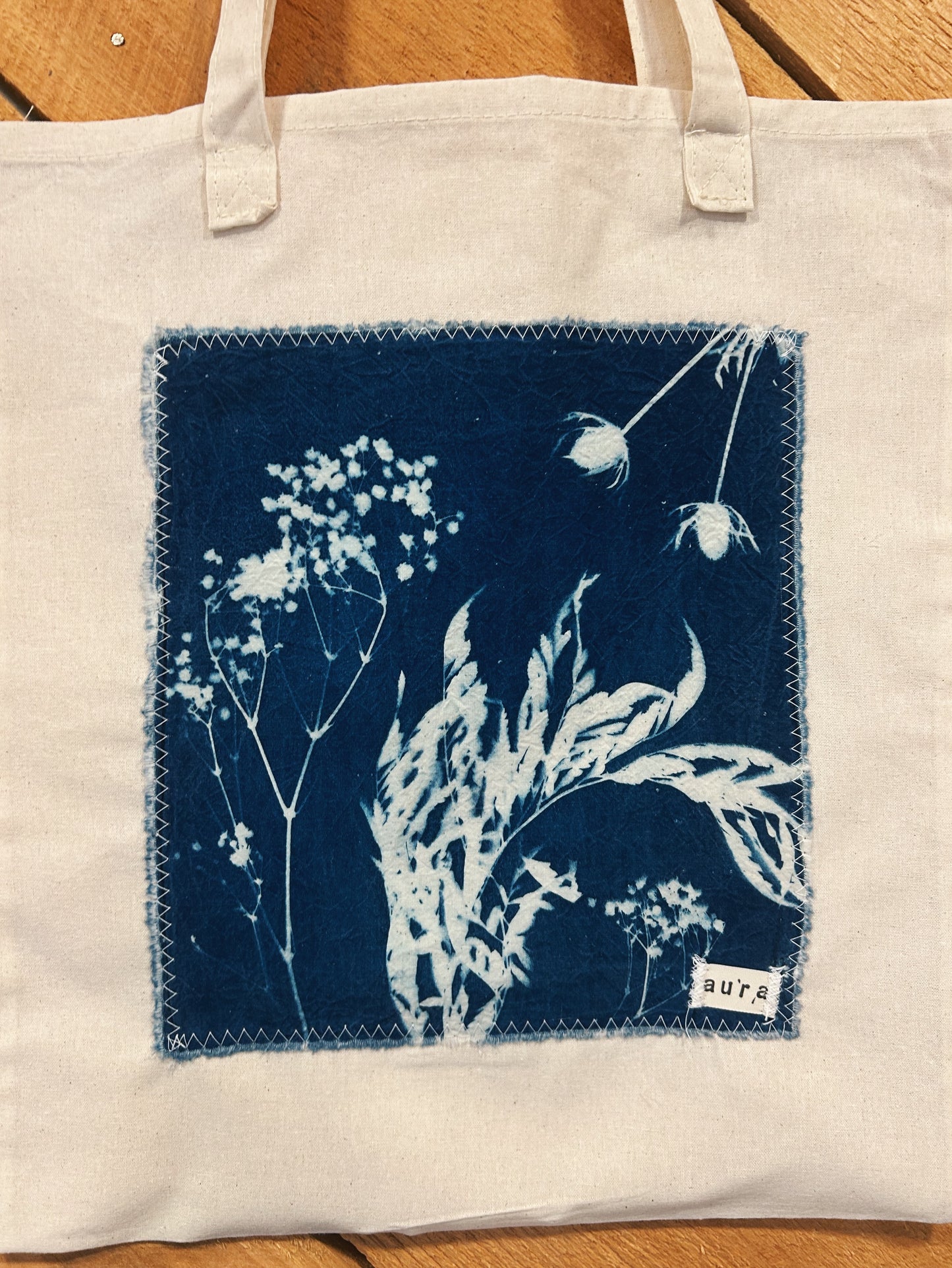 CELESTIAL PETALS CYANOTYPE TOTE