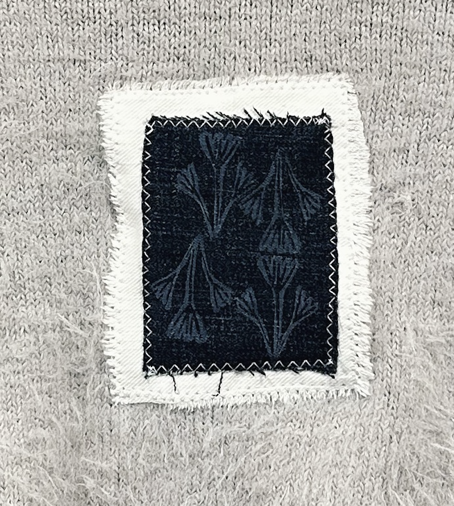 BOTANICAL BLOCKED CROPPED SWEATER TOP